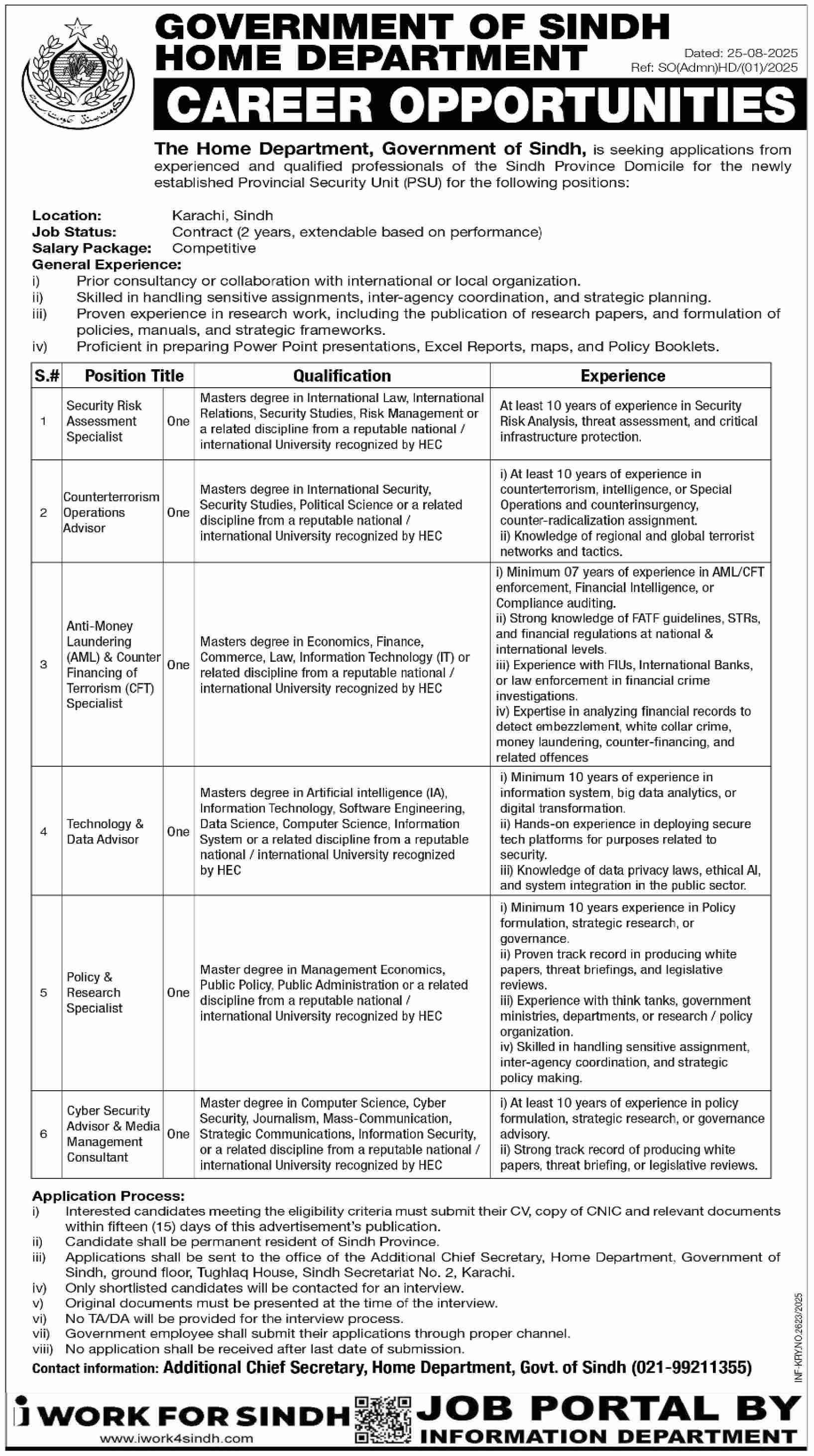Jobs in Home Department Karachi